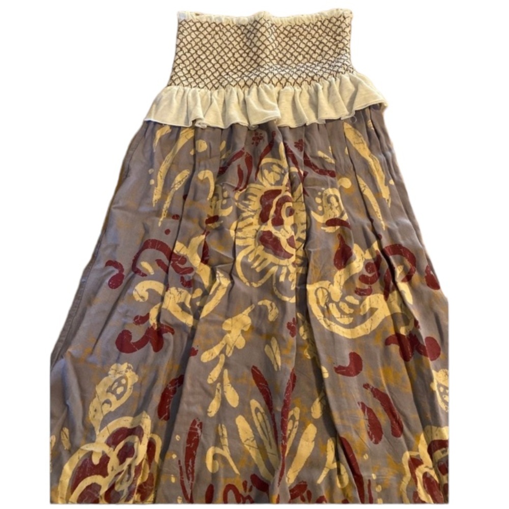 Anthropologie Mini Dress with Red and Gold Floral Pattern